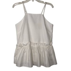 Maeve White Poplin Peplum Top Size Large
